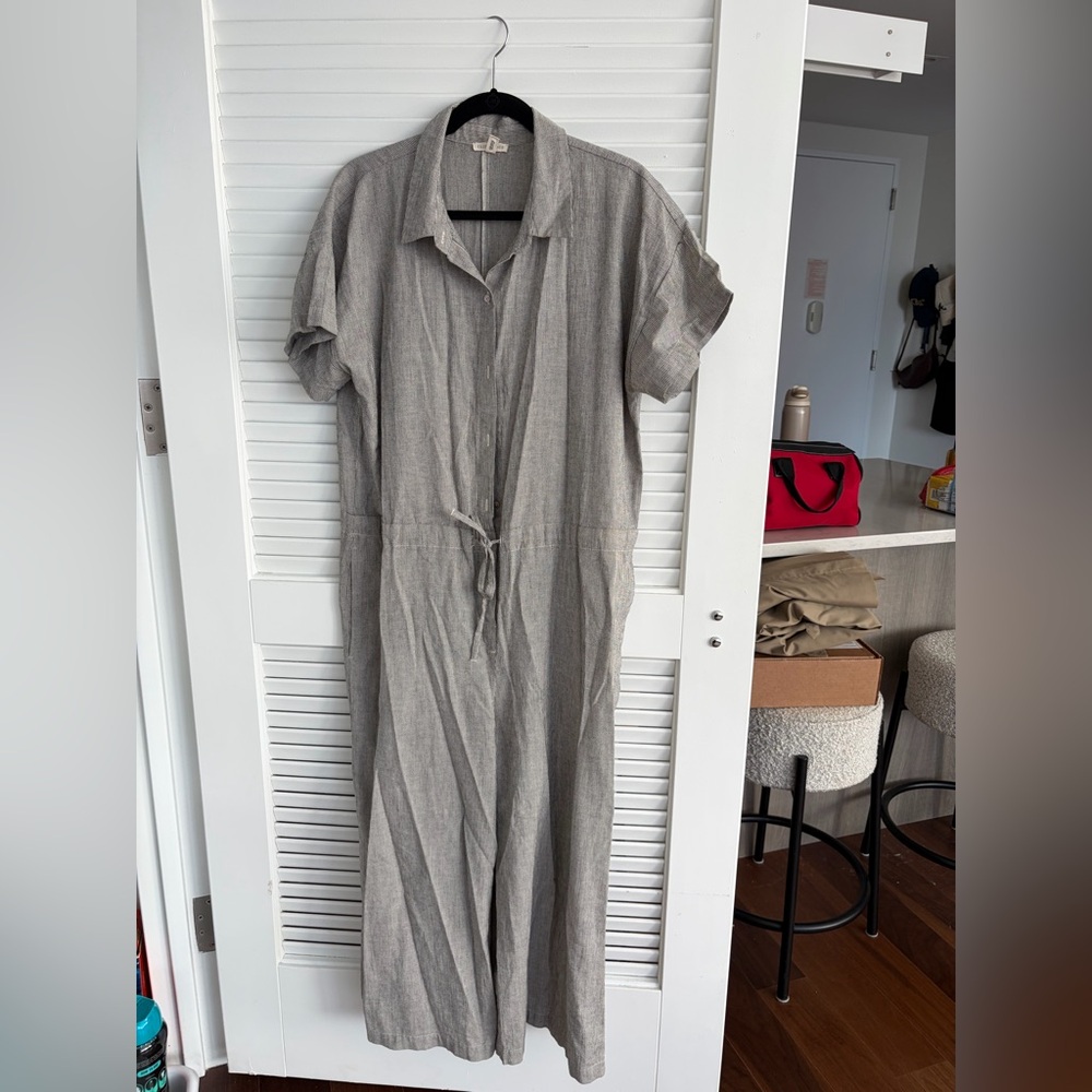Eileen Fisher Black and White Striped Jumpsuit